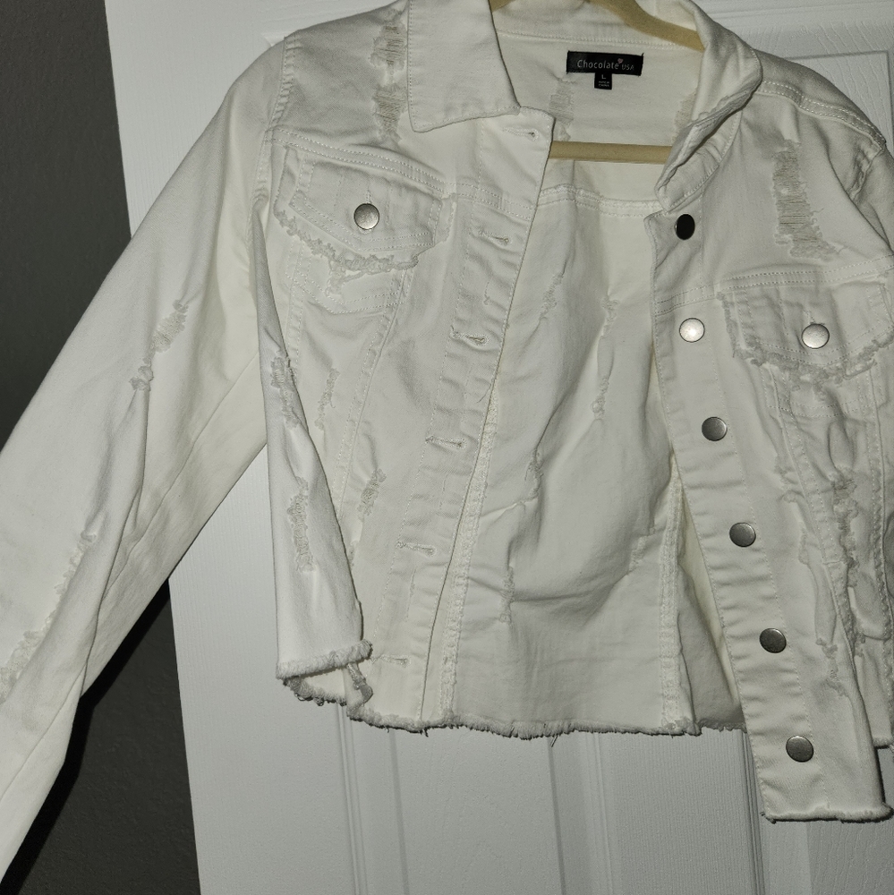 White Ripped Jacket